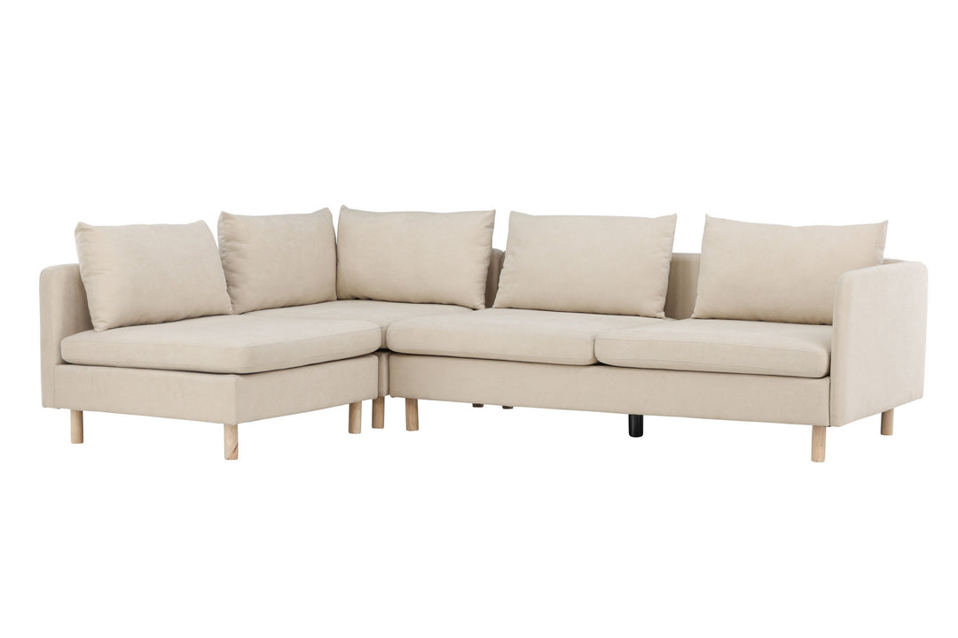 Venture Home Zero Corner Sofa - Woodlook / Beige Fabric