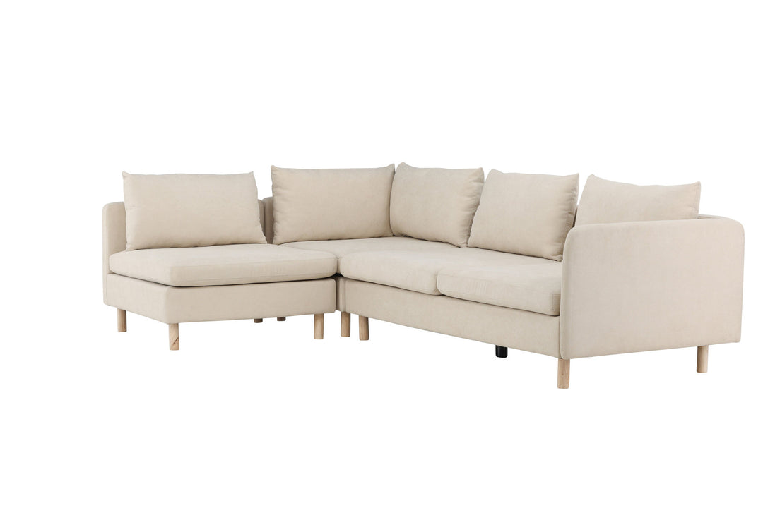 Venture Home Zero Corner Sofa - Woodlook / Beige Fabric
