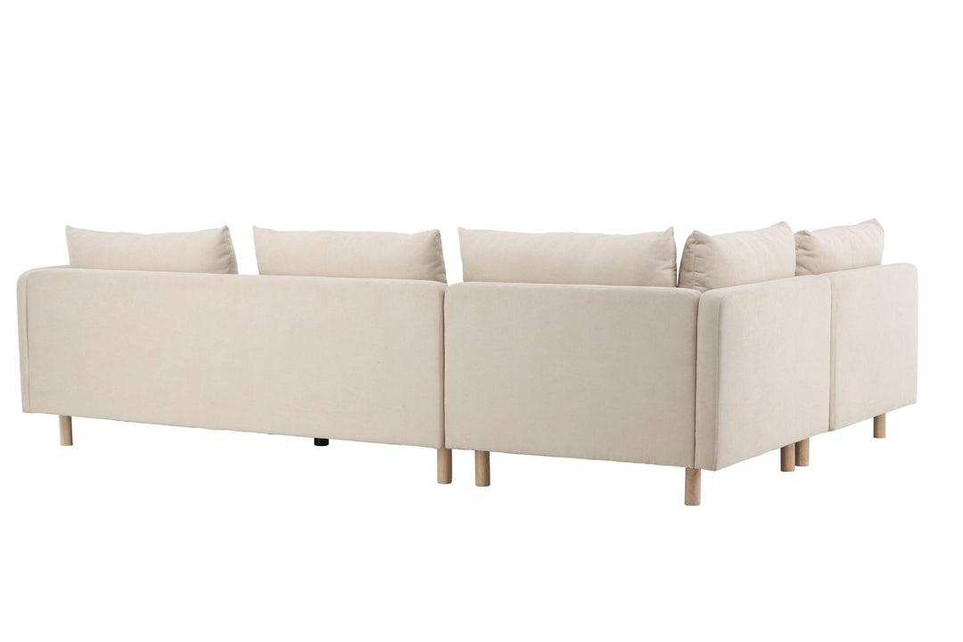 Venture Home Zero Corner Sofa - Woodlook / Beige Fabric