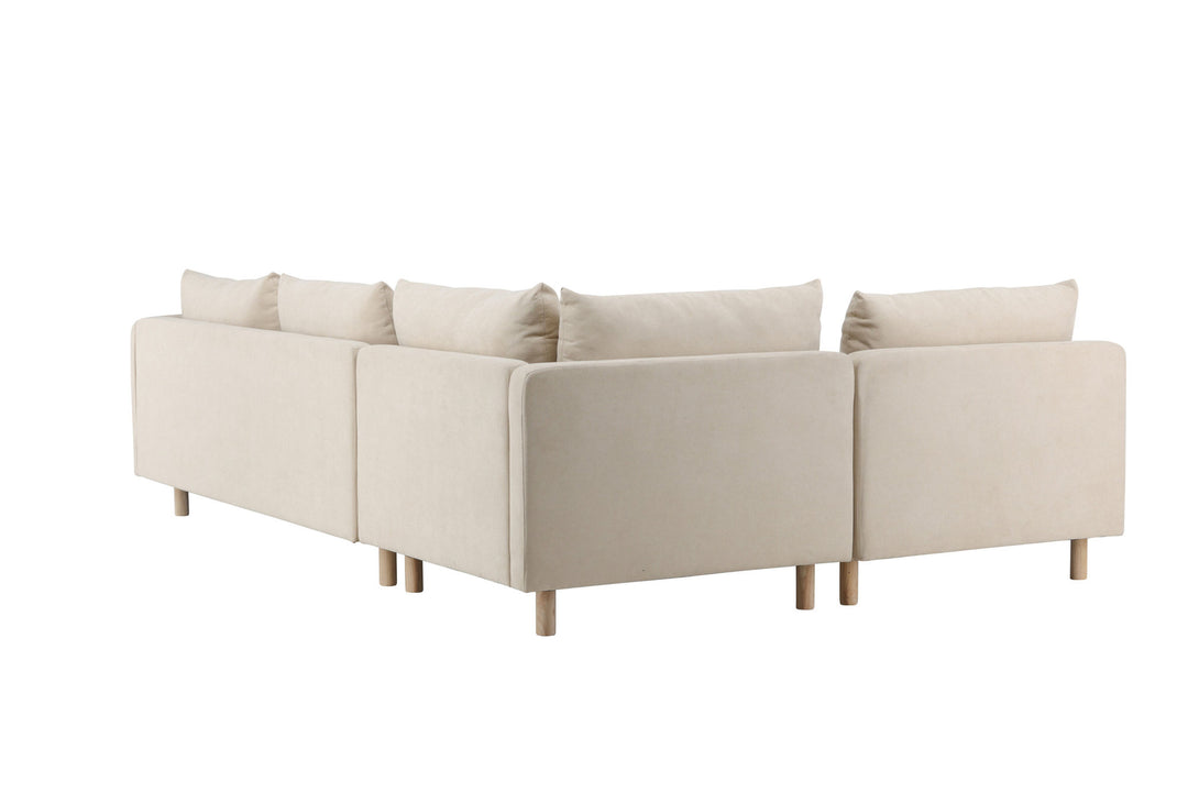 Venture Home Zero Corner Sofa - Woodlook / Beige Fabric
