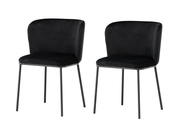 Venture Home Edina Dining Chair 2-pack - Black  / Black Velvet