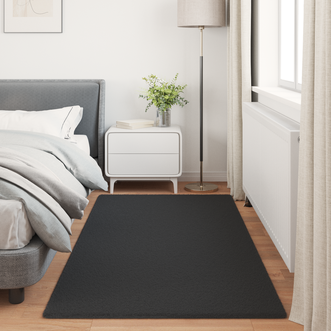 Skridsikker tæppe af kunstig kaninpels OLITE Sort 100 x 200 cm