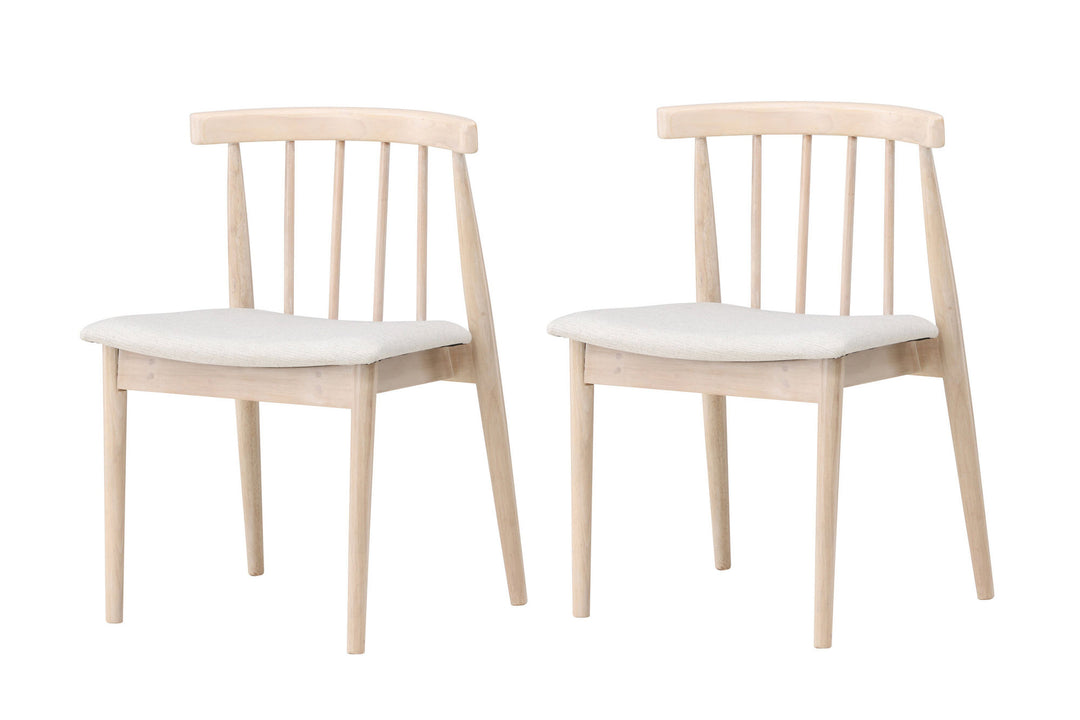 Venture Home Flora Dining Chair 2-pack - Whitewash Legs / Beige Fabric