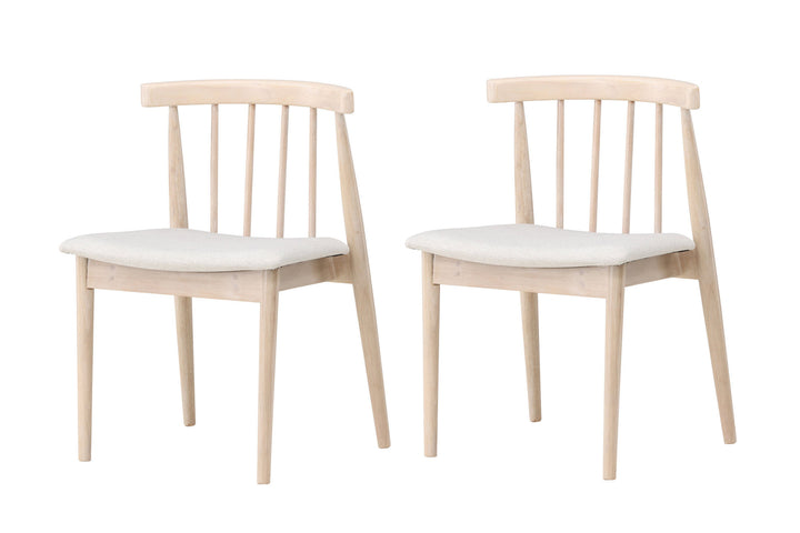 Venture Home Flora Dining Chair 2-pack - Whitewash Legs / Beige Fabric