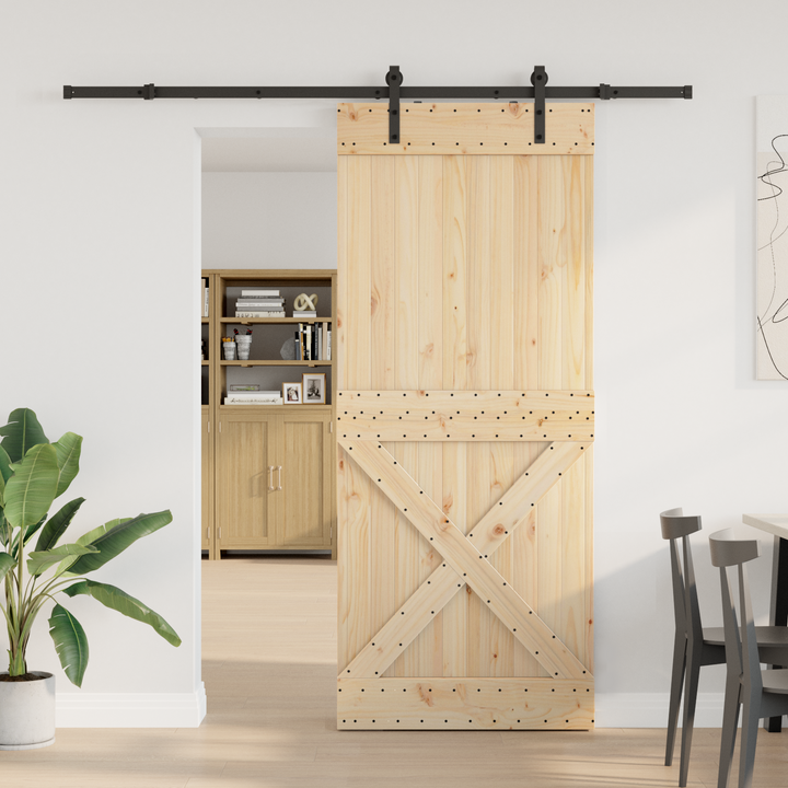 Skydedør NARVIK Naturfarvet og sort 95 x 210 cm (213,5 cm)