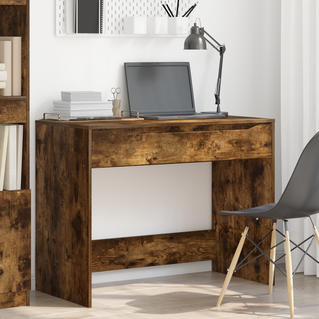 Skrivebord med skuffe Røget Eg 100 x 50 x 78 cm Konstrueret træ