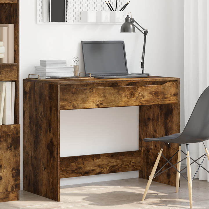 Skrivebord med skuffe Røget Eg 100 x 50 x 78 cm Konstrueret træ
