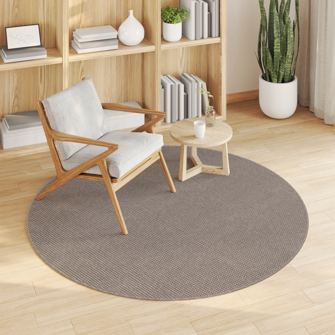 Områdetæpper Rund LUGO Gråbrun Ø 160 CM Polyester
