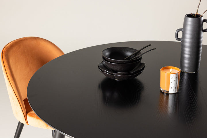 Venture Home Dipp Dining Table - 115cm - Black Veneer / All black legs