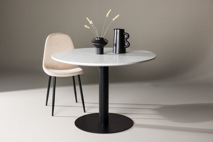Venture Home Razzia Dining Table 106cm -White Terazzo / Black