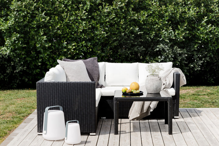 Venture Home Kuba Sofa Set - Black Wicker White Cushion