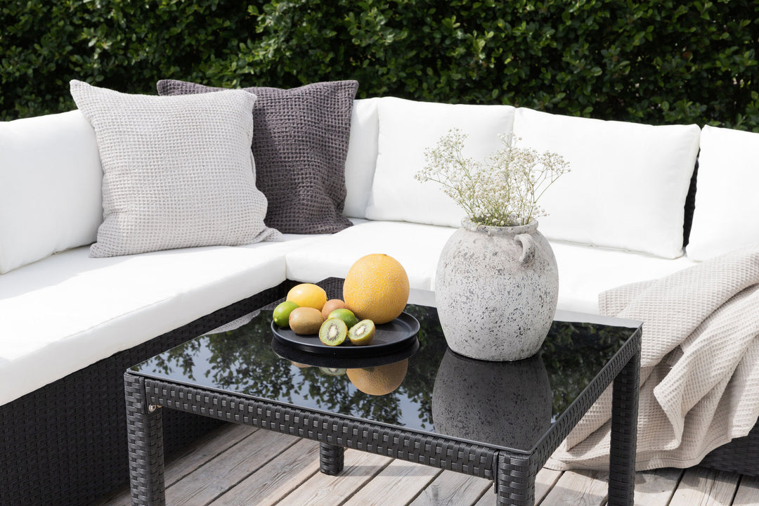 Venture Home Kuba Sofa Set - Black Wicker White Cushion