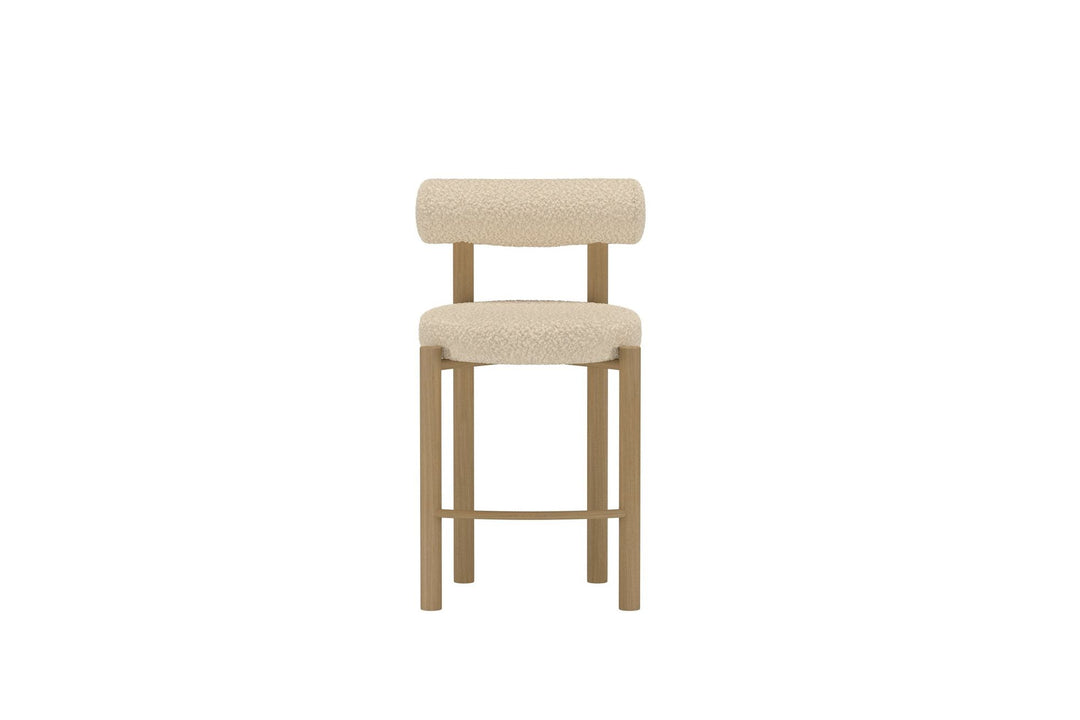 Venture Home Tillo Barstol 2-pak - Stål med Woodlook 3D Papir / Hvid Bouclé