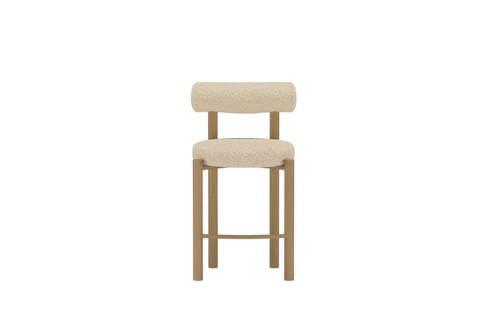 Venture Home Tillo Barstol 2-pak - Stål med Woodlook 3D Papir / Hvid Bouclé