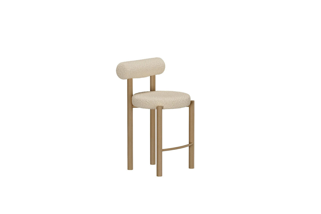 Venture Home Tillo Barstol 2-pak - Stål med Woodlook 3D Papir / Hvid Bouclé