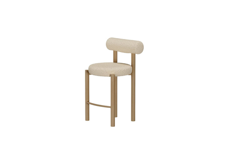 Venture Home Tillo Barstol 2-pak - Stål med Woodlook 3D Papir / Hvid Bouclé