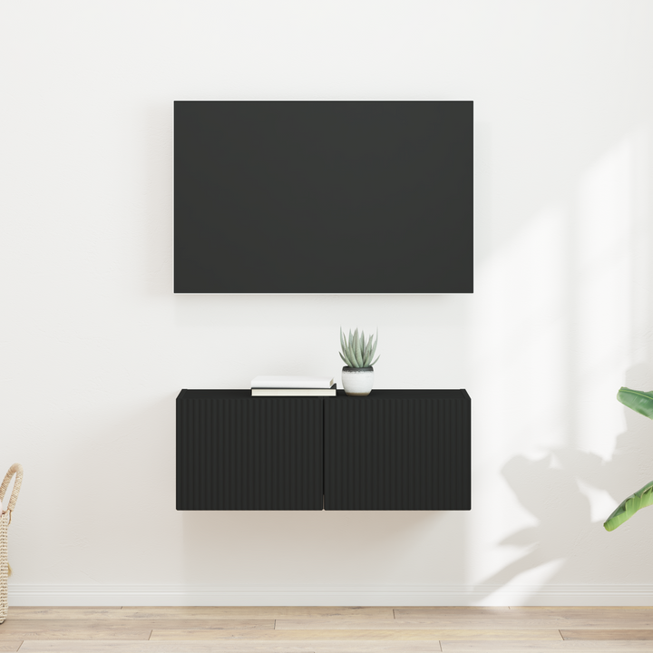 TV vægskab 2 pcs Sort 39 x 31 x 29,5 cm Konstrueret træ