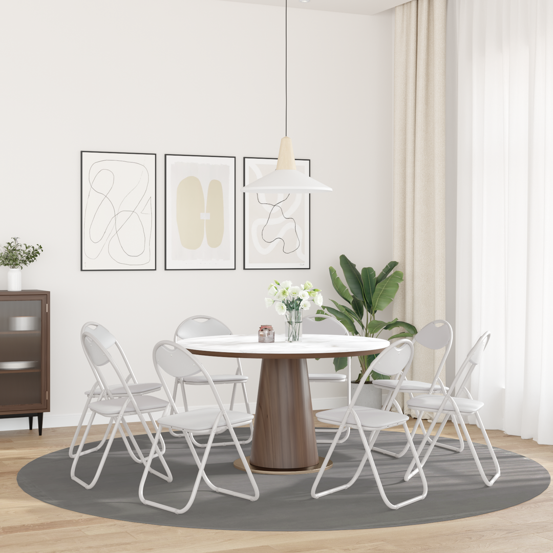 Sammenklappelig stol 8 pcs Hvid 48 x 43,5 x 81 cm Faux læder