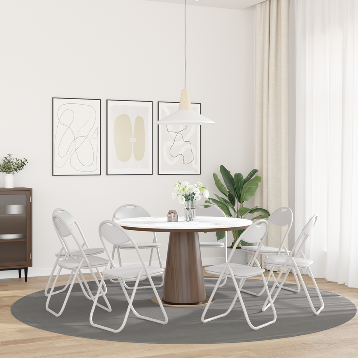 Sammenklappelig stol 8 pcs Hvid 48 x 43,5 x 81 cm Faux læder