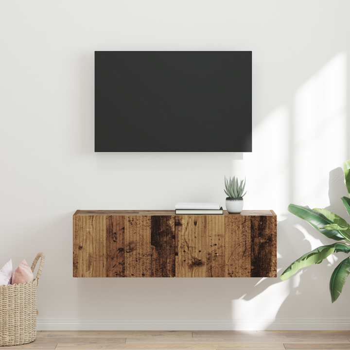 TV vægskab Gammelt træ 98 x 31 x 29,5 cm Konstrueret træ