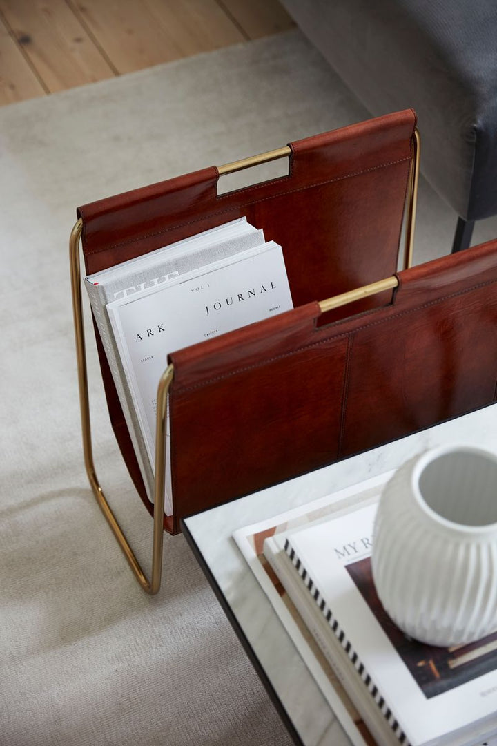 WARM & COMFY Magasinholder | Kalvelæder | 50x25x50 cm