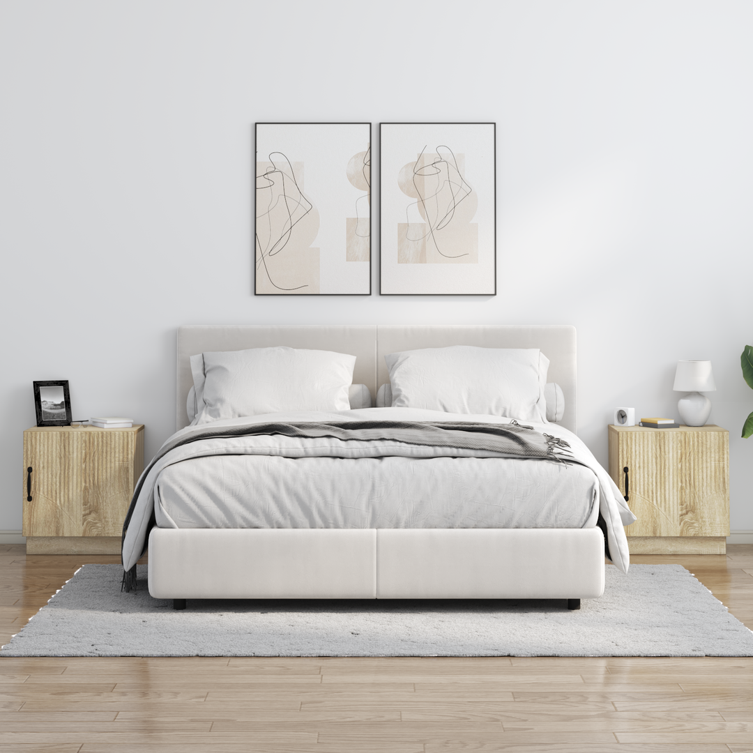 Sengebord 2 pcs Sonoma-eg 43 x 34,5 x 47 cm Konstrueret træ