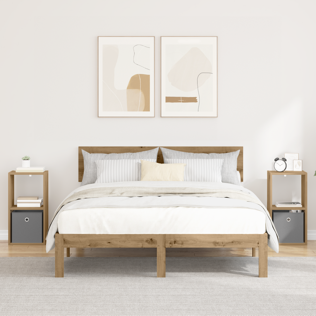 Sengebord med skuffe 2 pcs Artisan Egetræ 30,5 x 27 x 59,5 cm