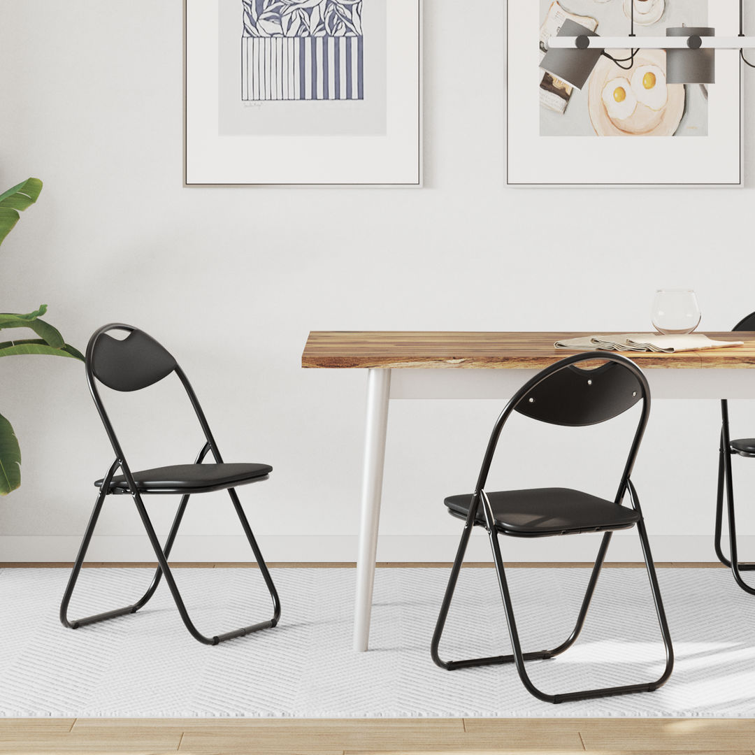 Sammenklappelig stol 2 pcs Sort 48 x 43,5 x 81 cm Faux læder