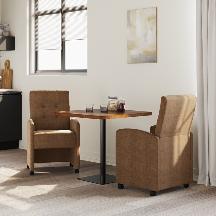 Spisebordsstole med hjul med hjul 2 pcs Brun 58 x 67 x 97 cm