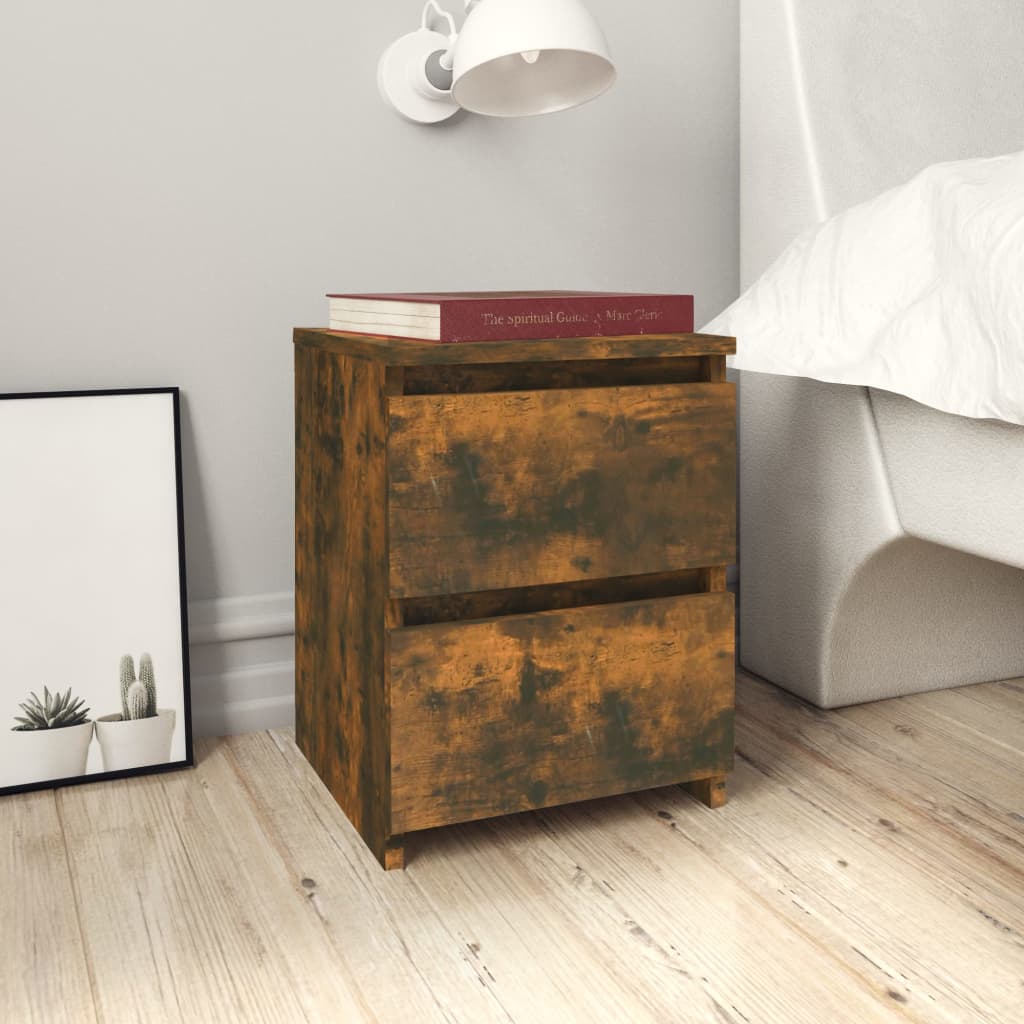 sengeborde 2 stk. røget eg 30x30x40 cm konstrueret træ