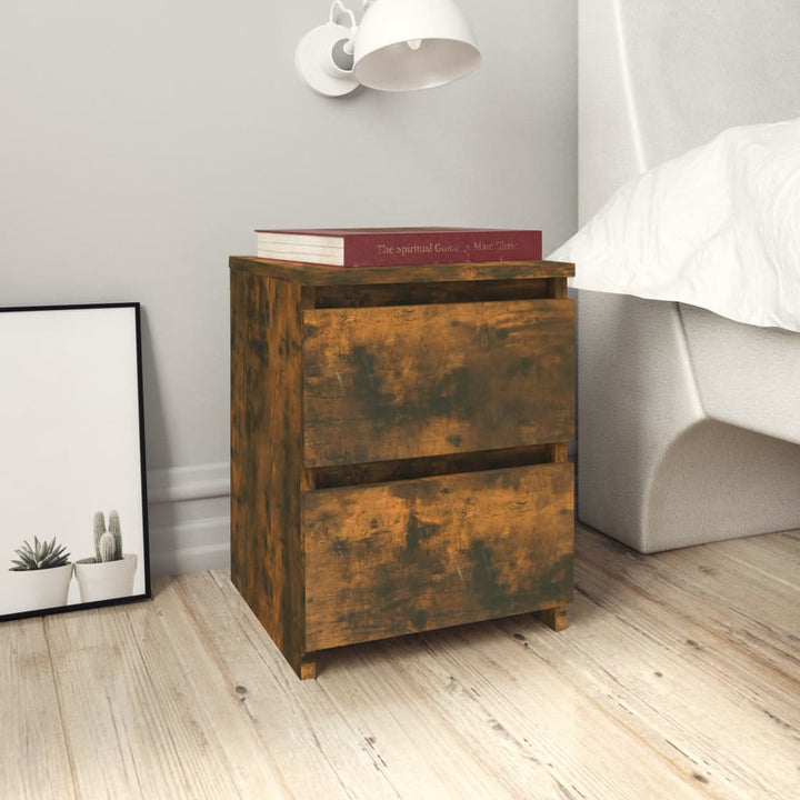 sengeborde 2 stk. røget eg 30x30x40 cm konstrueret træ