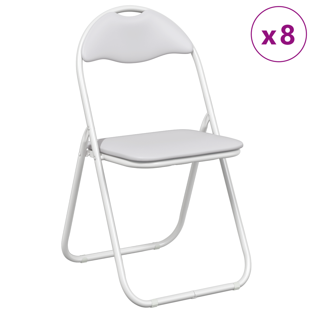 Sammenklappelig stol 8 pcs Hvid 48 x 43,5 x 81 cm Faux læder