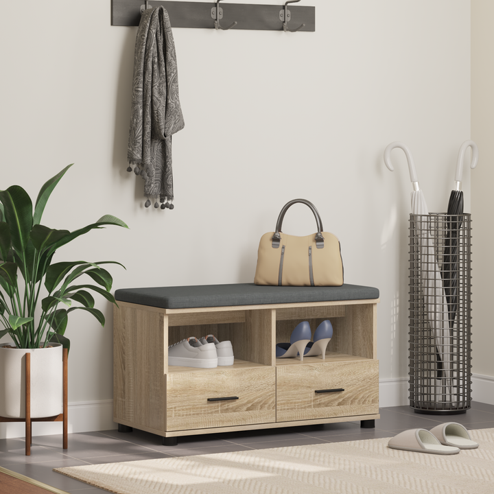 Hallbænk Sonoma eg 80 x 38 x 46 cm Kunstigt træ og stof
