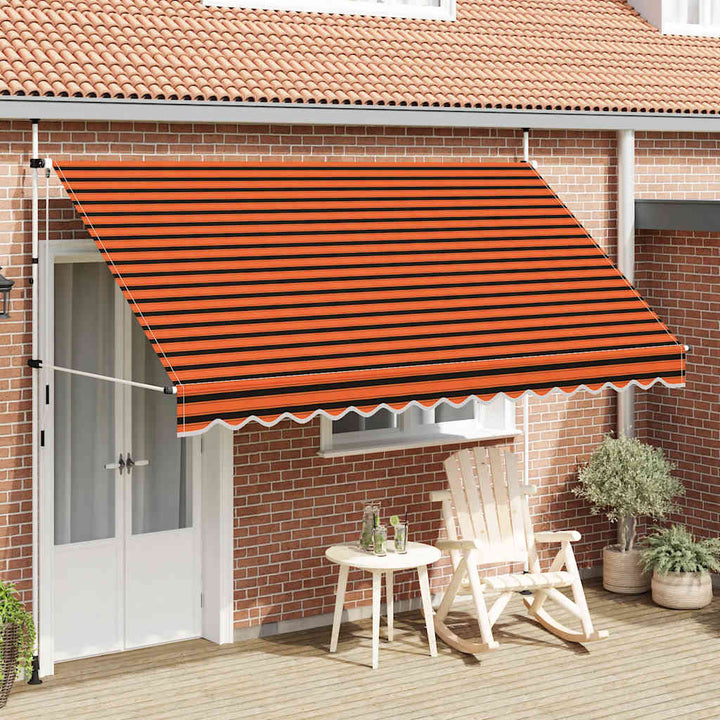 manuel foldemarkise 350 cm orange og brun