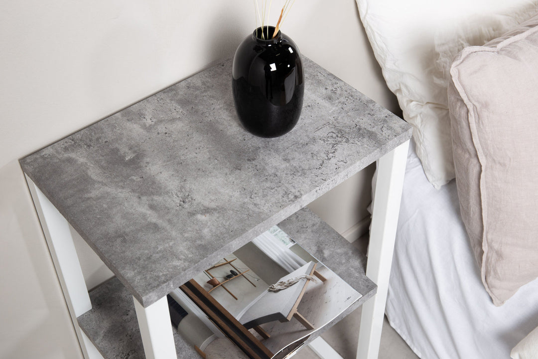 Venture Home Rise Bedside Table - White / Concrete-Look 45*30*H70