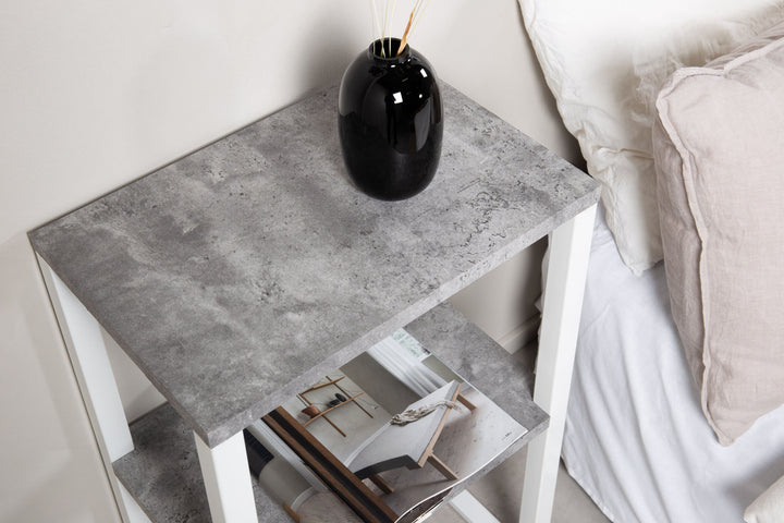 Venture Home Rise Bedside Table - White / Concrete-Look 45*30*H70