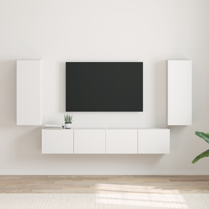 TV vægskab 2 pcs Hvid 30 x 31 x 80 cm Konstrueret træ