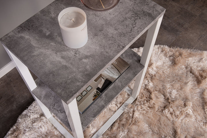 Venture Home Rise Bedside Table - White / Concrete-Look 45*30*H70