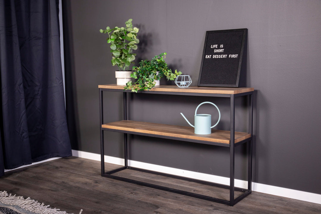 Venture Home Rise Side Table Double - Black / Vintage Teak -look