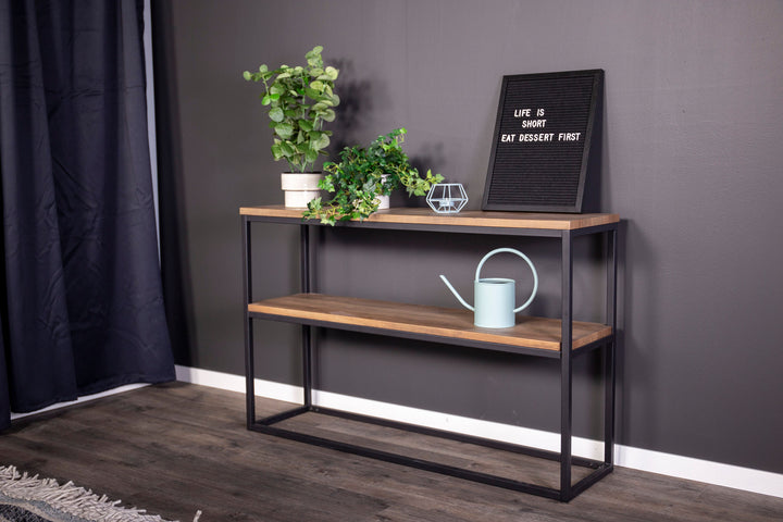 Venture Home Rise Side Table Double - Black / Vintage Teak -look