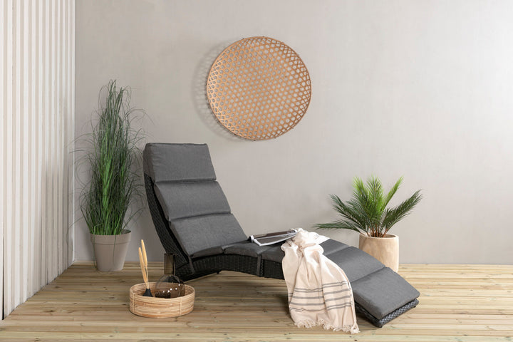 Venture Home Archie - Sun Lounge inc. Cushion- Black - Wicker -