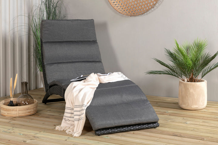 Venture Home Archie - Sun Lounge inc. Cushion- Black - Wicker -