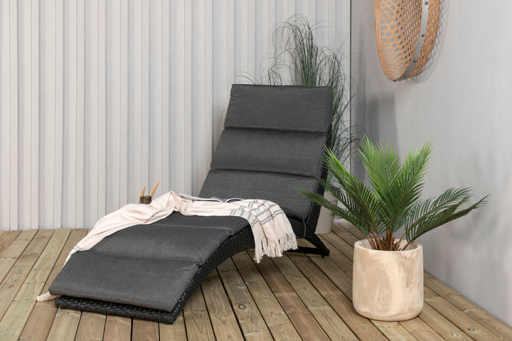 Venture Home Archie - Sun Lounge inc. Cushion- Black - Wicker -