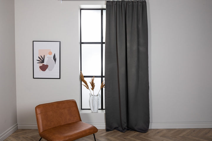 Venture Home Evelyn Curtain Polyester blackout - Dark grey - 135*290 - Multi tape