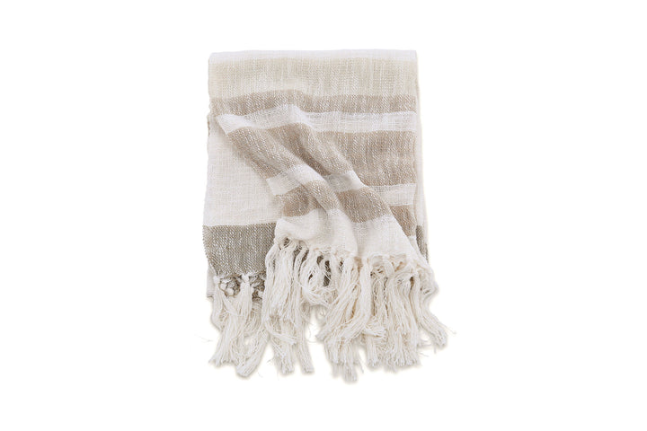 Venture Home Sandy Throw Slub/polyester - Offwhite/beige/brown / - 170*130