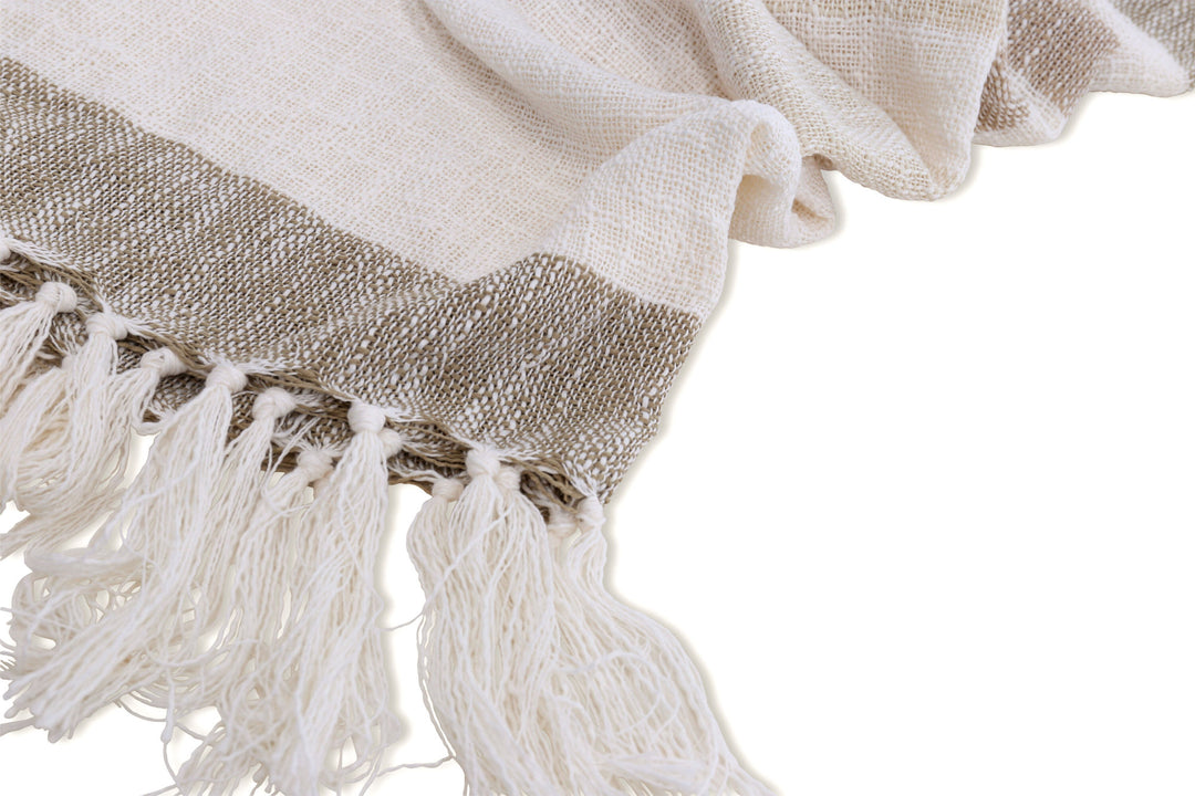 Venture Home Sandy Throw Slub/polyester - Offwhite/beige/brown / - 170*130