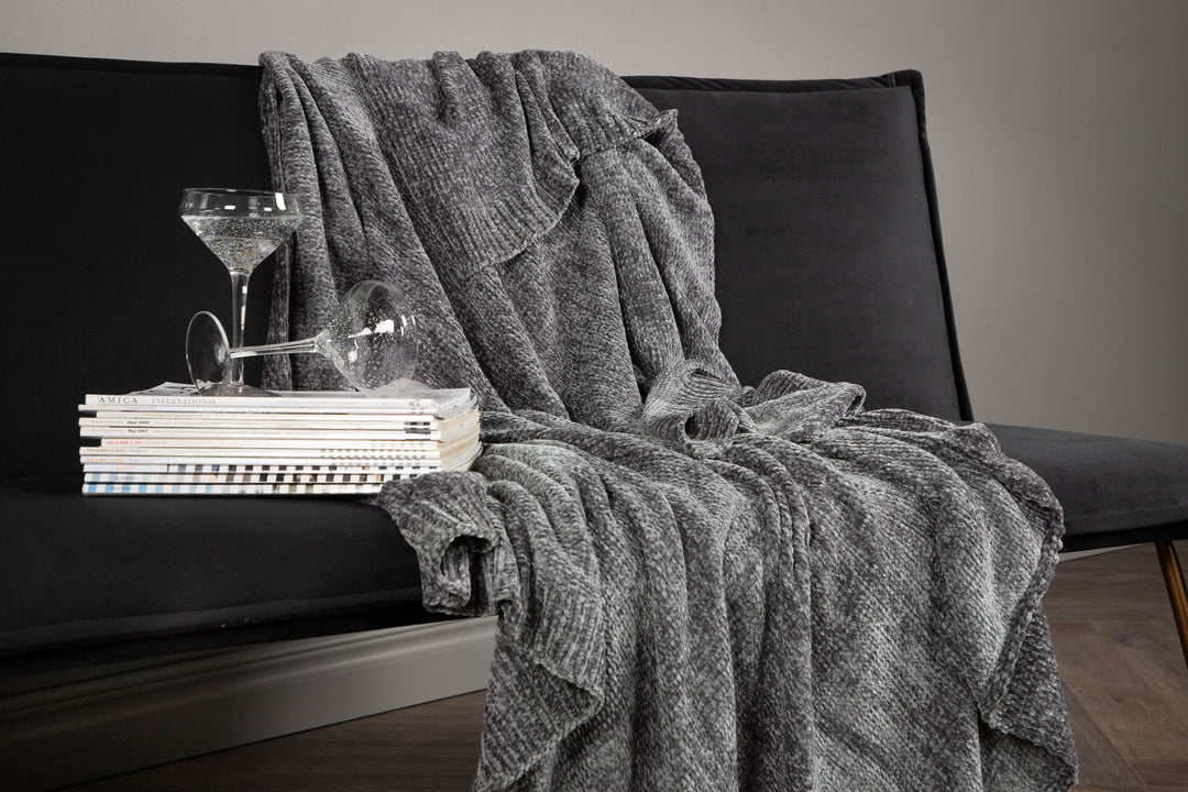 Venture Home Ally Throw Polyester/shiny chenille - Dark grey / - 170*130