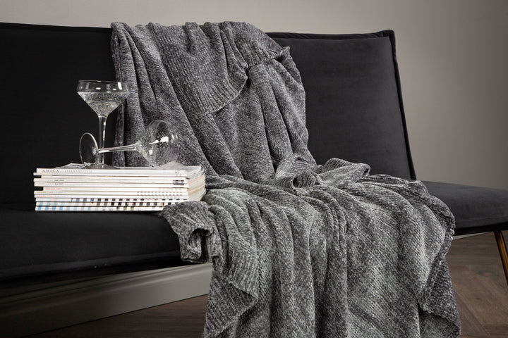 Venture Home Ally Throw Polyester/shiny chenille - Dark grey / - 170*130