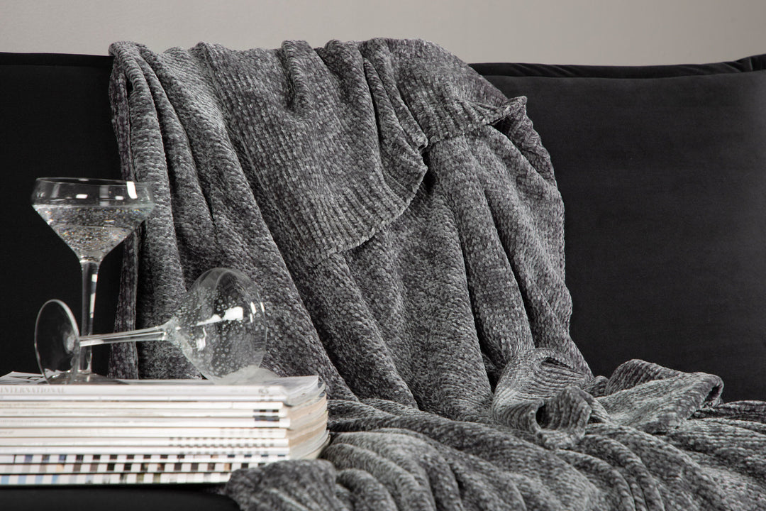 Venture Home Ally Throw Polyester/shiny chenille - Dark grey / - 170*130