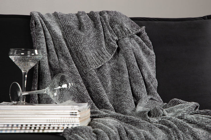 Venture Home Ally Throw Polyester/shiny chenille - Dark grey / - 170*130